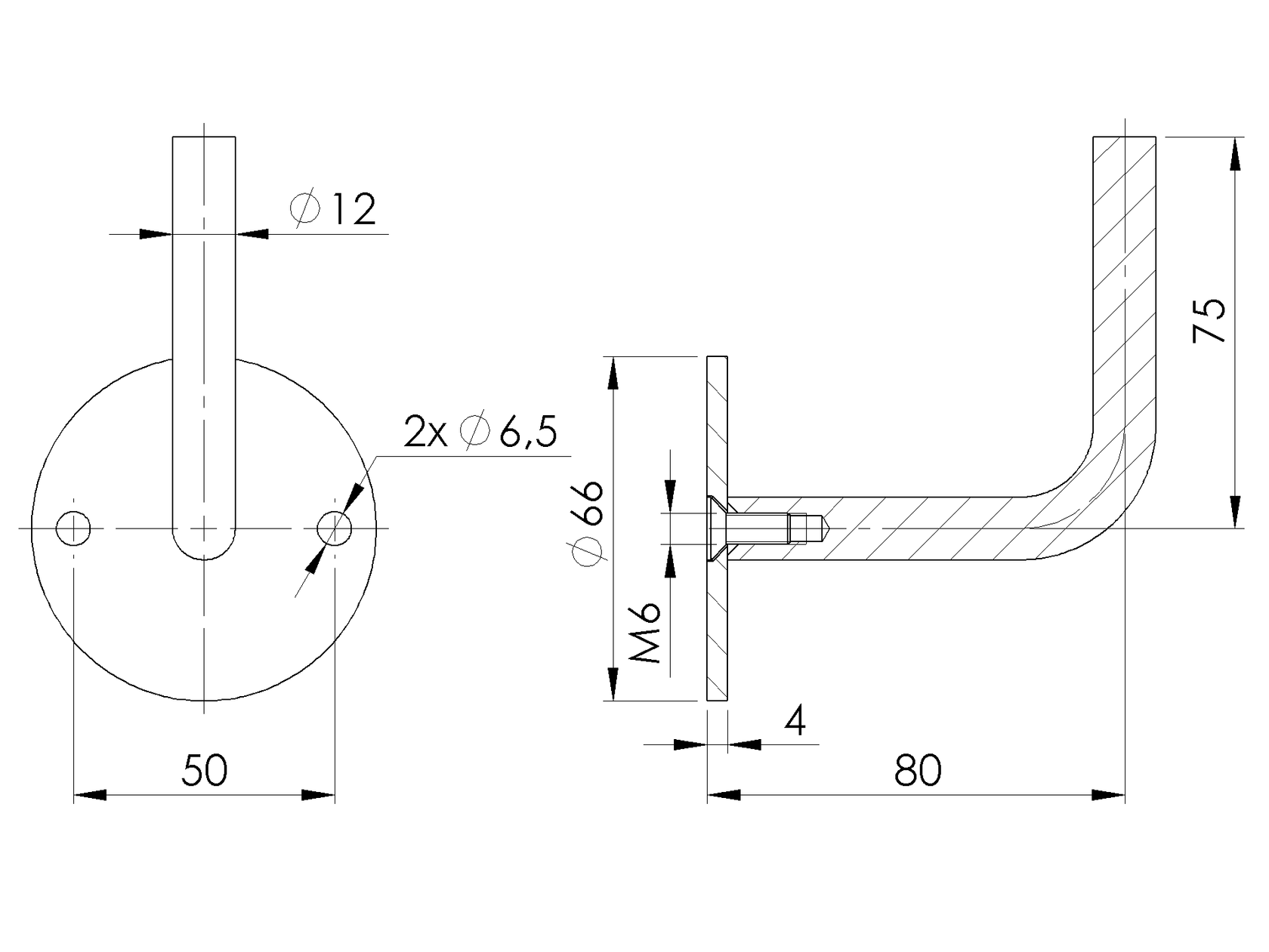 Stainless steel wall-mounted handrail bracket