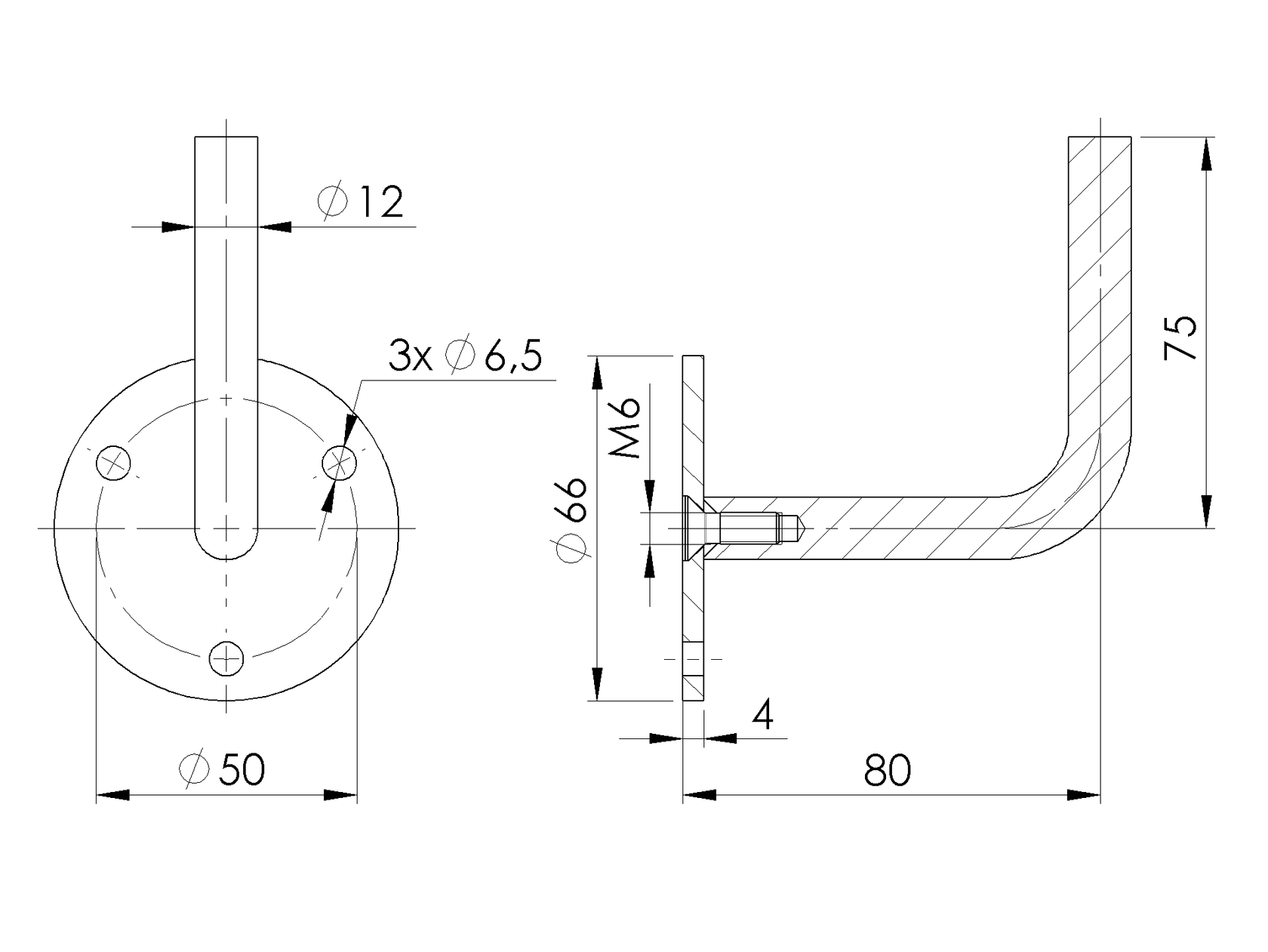 Wall handrail bracket