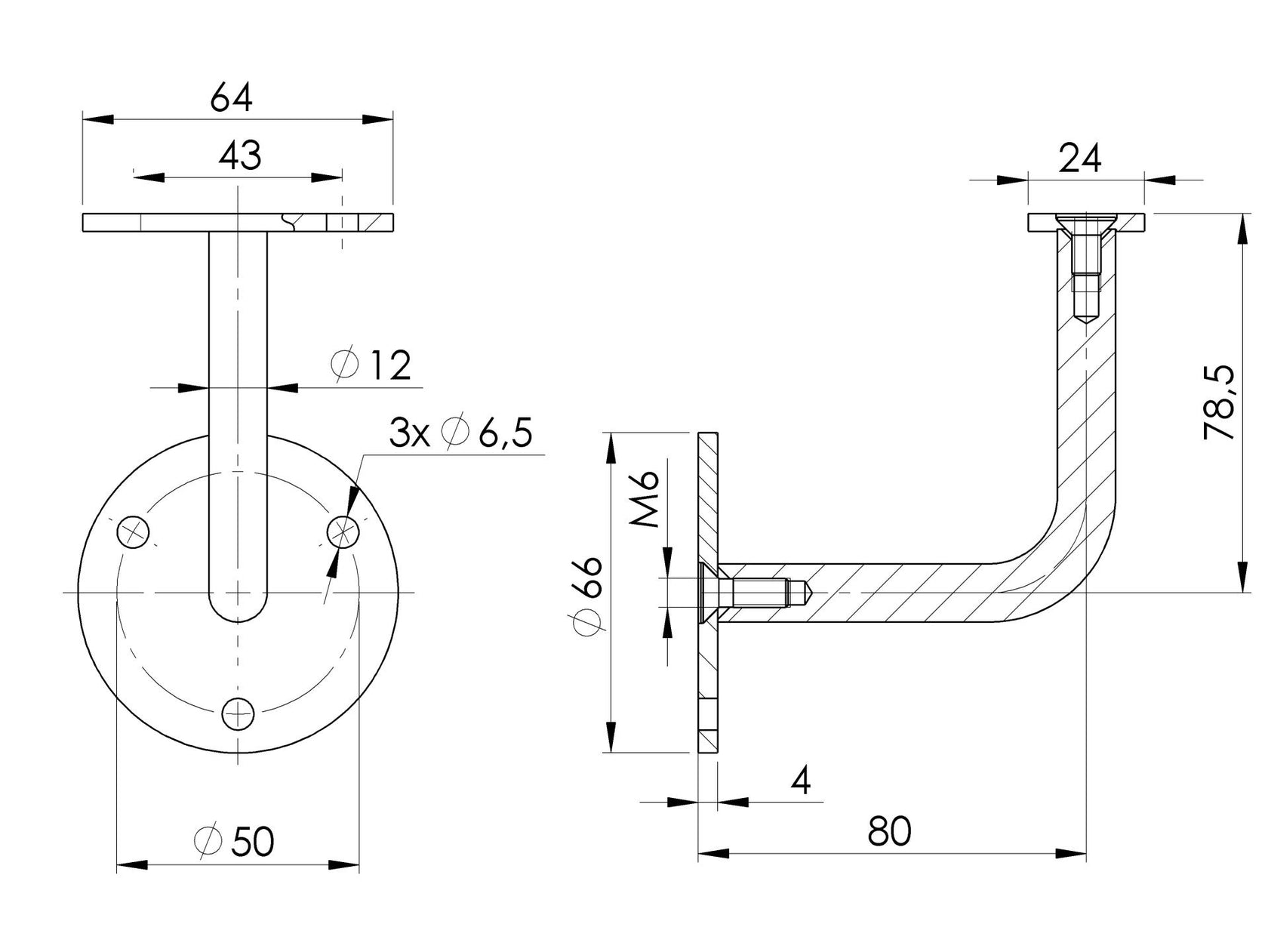 Wall handrail bracket
