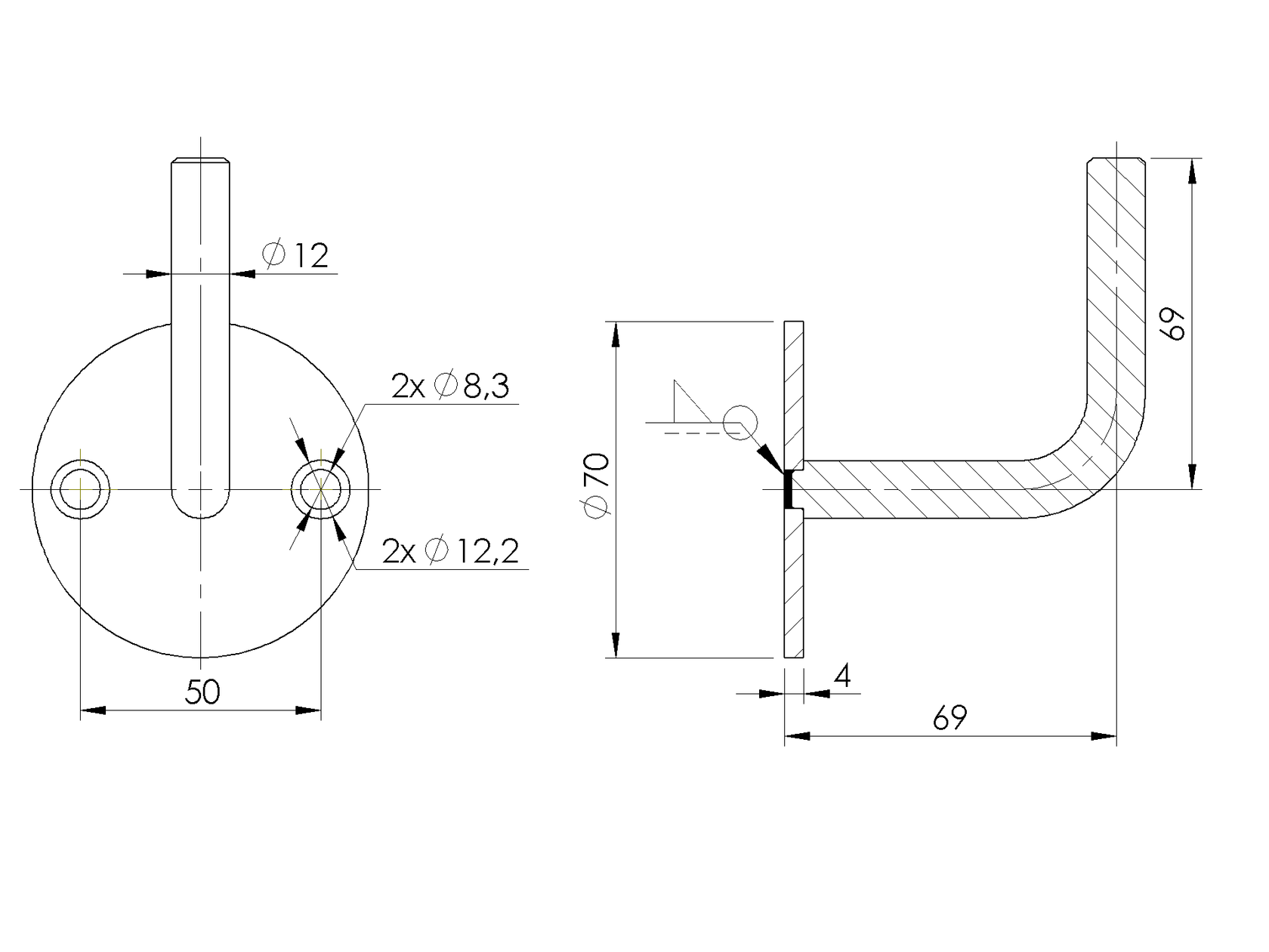 Wall handrail bracket