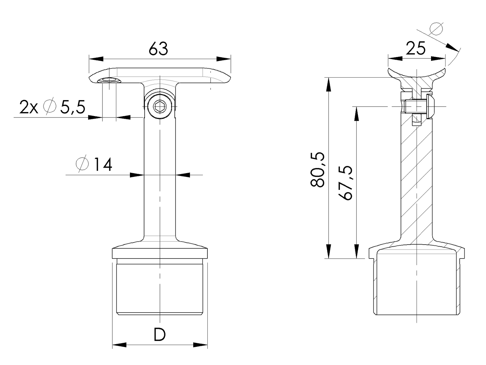 Adjustable handrail bracket