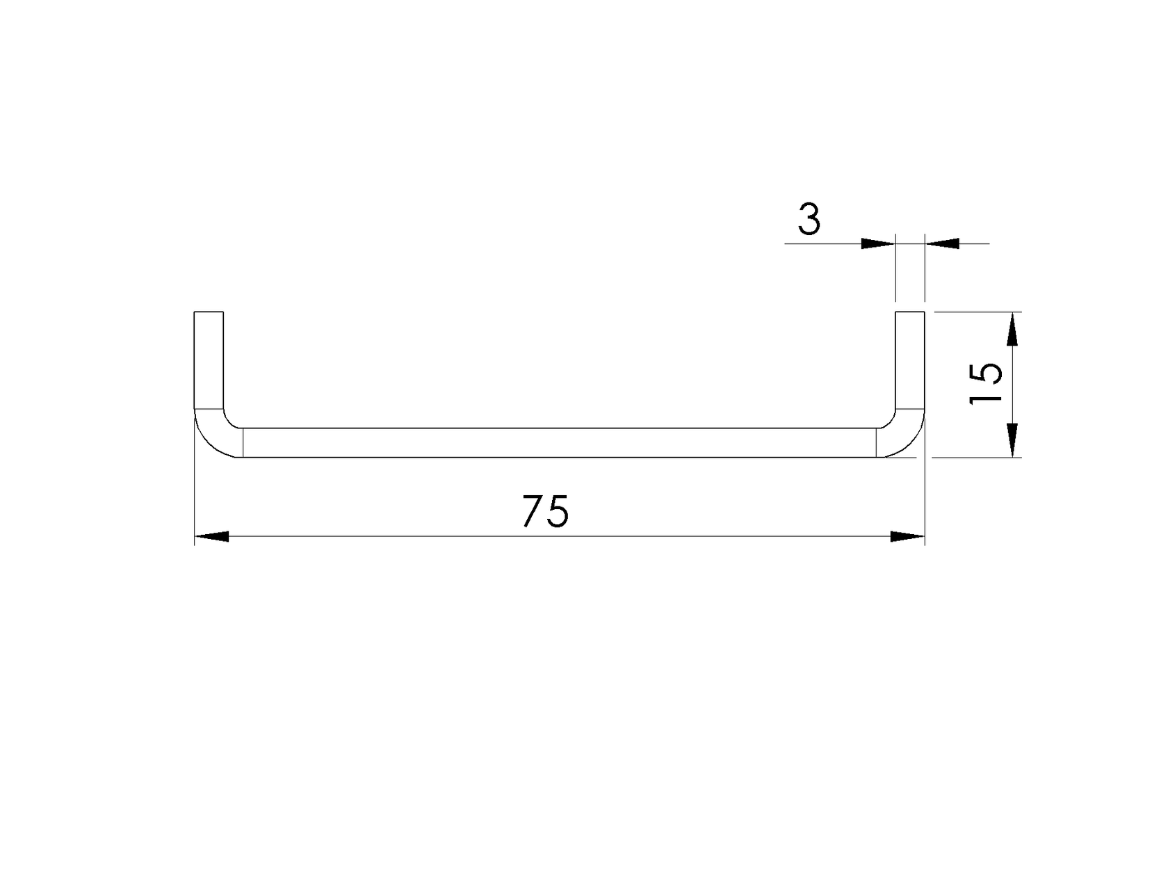 Aluminum U-profile, L2000mm