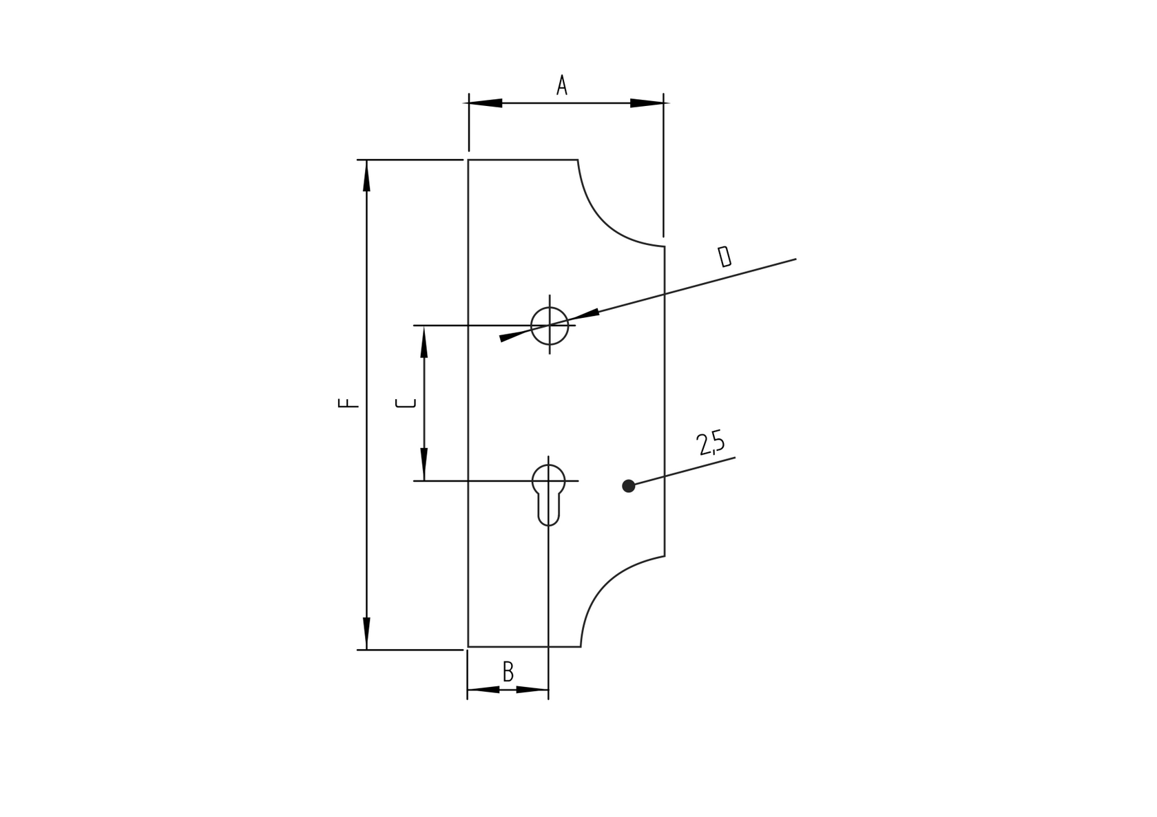 Decorated gate plate,right 285x112,t2,5 d20mm,90mm