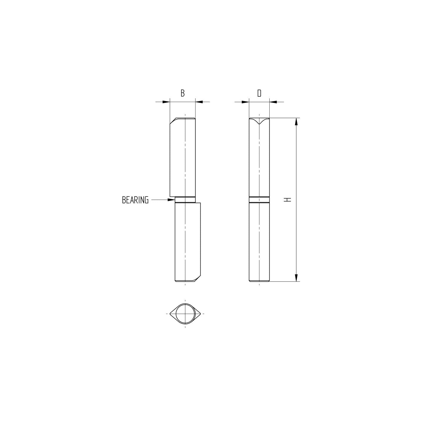 Weldable hinge D22, L200mm