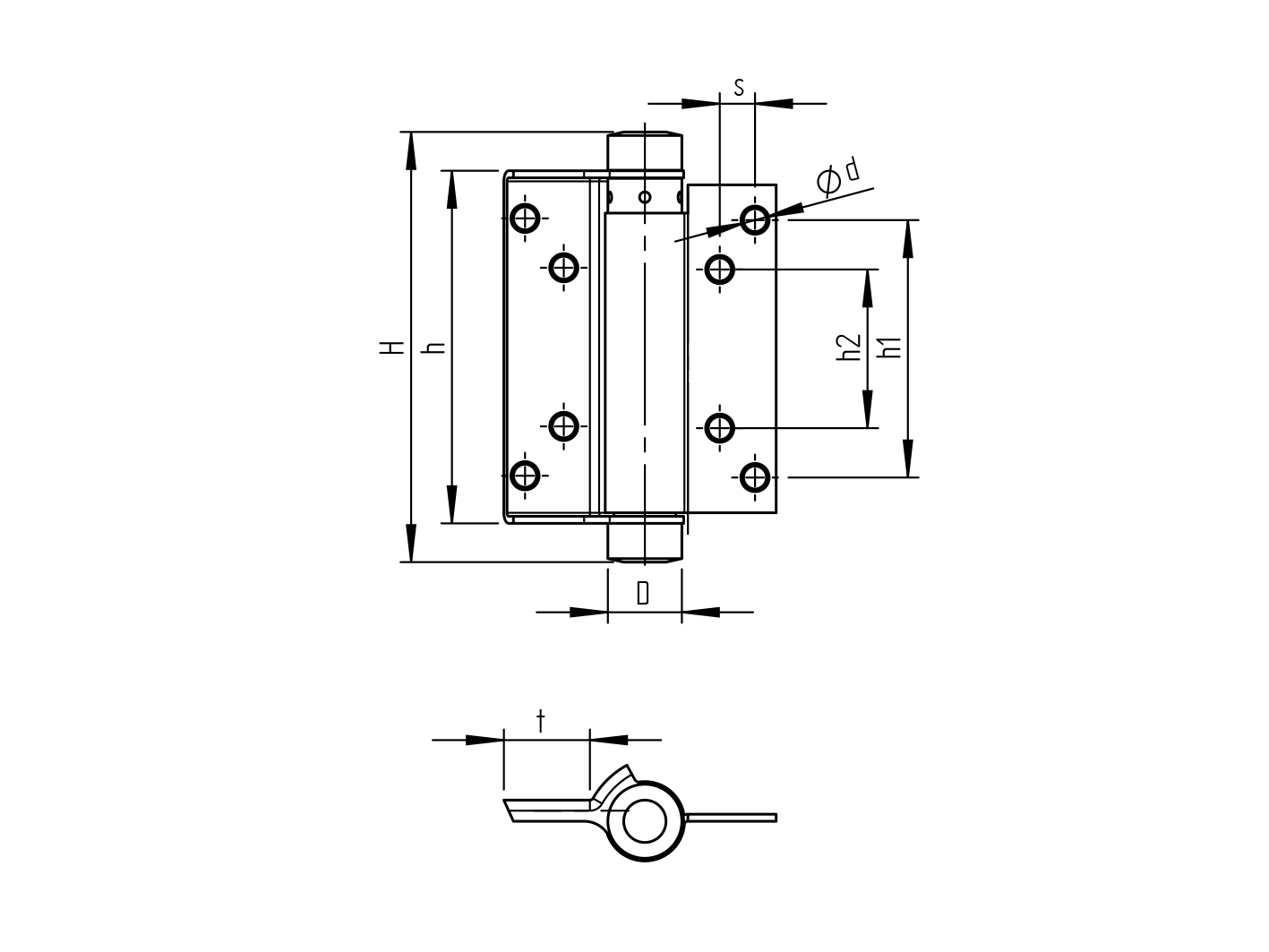 Spring hinge onesided, Nickel L=100mm