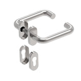 Door handle with plate, pair AISI 304, K320