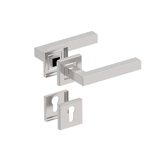 Door handle with plate, pair AISI 304, K320