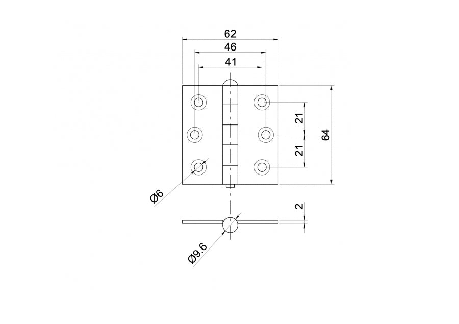 Hinge for gates INOX, AISI304, L=64mm