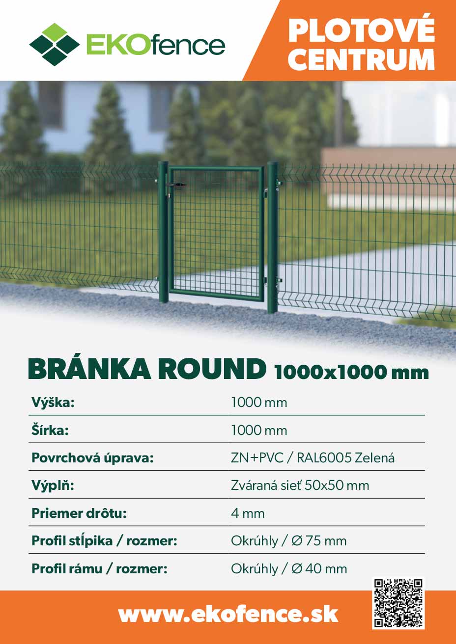 Bránka 1kr. ROUND ZnPVC 1000x1000mm, D75mm, zelená