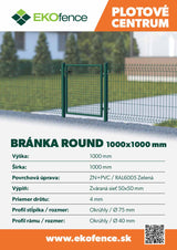 Bránka 1kr. ROUND ZnPVC 1000x1000mm, D75mm, zelená