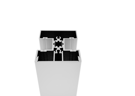 Set of aluminum post 50x60 and cap - 6000mm R7016