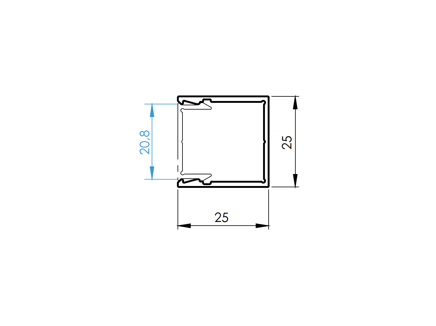 Hliníkový plotový adaptér pre výplne 20 mm a pre fasádny systém, 25 x 25 – 6,0 m – drevo dekor SVETLÝ DUB - W02