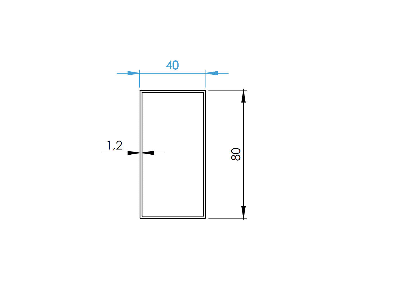 Aluminum fence infill 20x100x1.2-6000mm