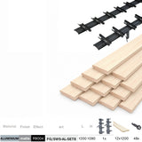 Set Black Aluminum Horizontal Tilting System 1.09 m with 1.2 m Pine Wood Infill 19x95