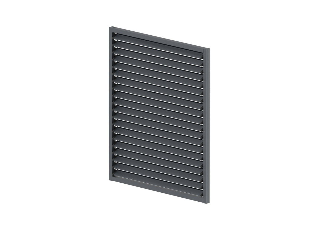 Kit systeme basculant horizontal en plastique noir 1,86x1,34 m avec remplissage AL Anthracite 20x95 de 1,2 m, dans un ca
