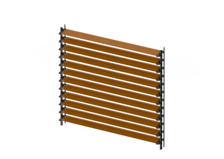 Set Black Galvanized Steel Horizontal Tilting System 1.07 m with 1.5 m Wood Decor GOLDEN OAK Rhombus Infill 20x105