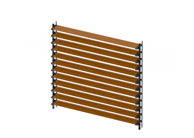 Set Black Galvanized Steel Horizontal Tilting System 1.07 m with 1.5 m Wood Decor GOLDEN OAK Rhombus Infill 20x105