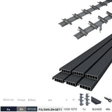 Set Anthracite Galvanized Steel Horizontal Tilting System 1.07 m with 1.2 m Anthracite Aluminum Infill 20x95