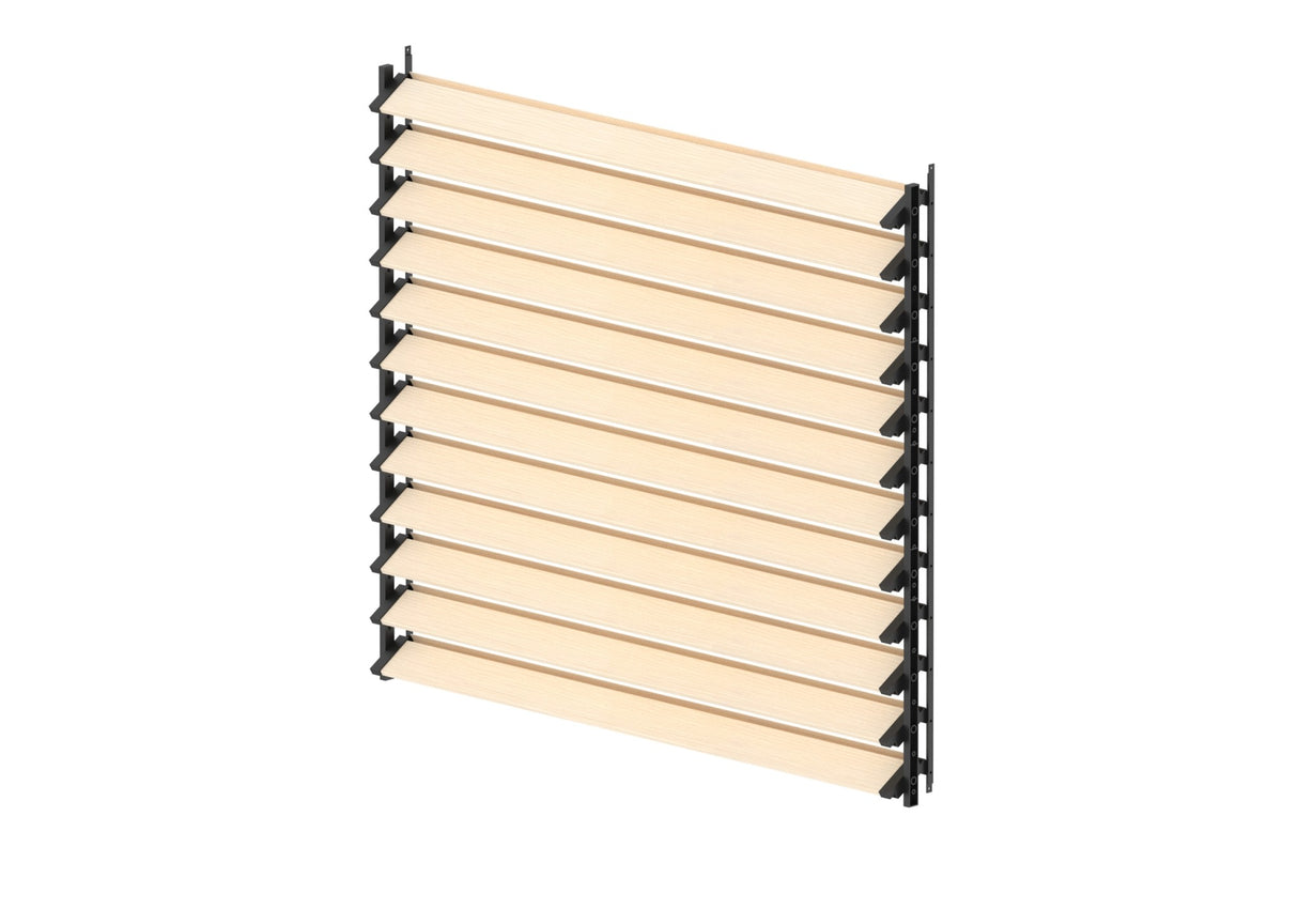 Set Schwarz Aluminium Horizontal Kippsystem 1,09 m mit 1,2 m Kiefernholzfüllung 19x95
