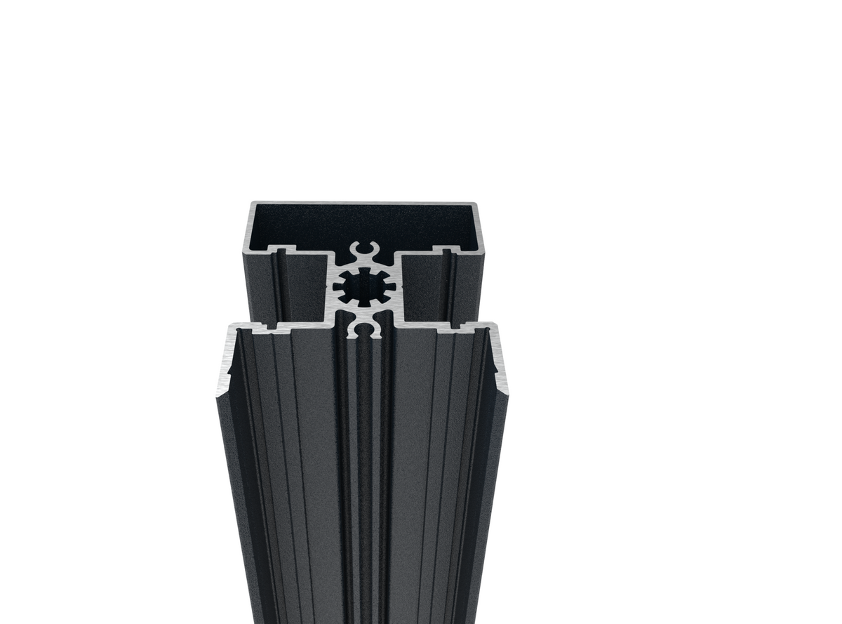 Poteau de clôture en aluminium 50 × 60 mm – 6 m – Anthracite RAL 7016 - pour remplissages de 20 mm de large