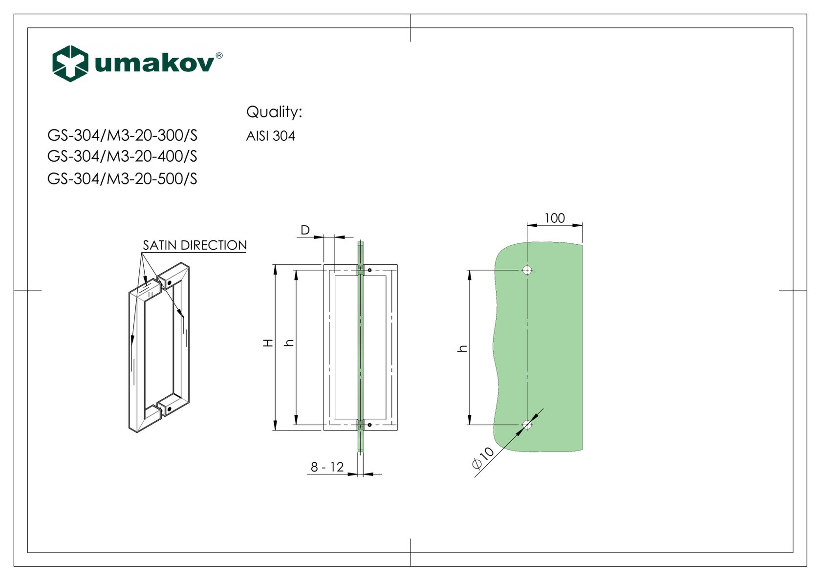 Pull handle - polished AISI304