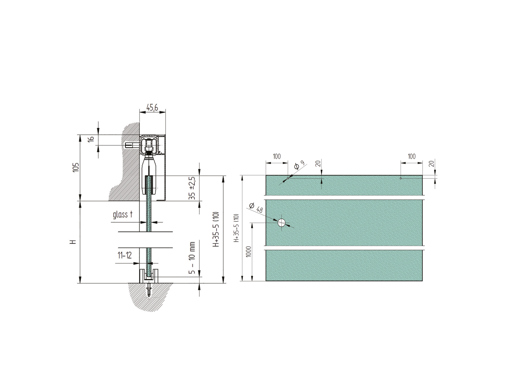 Fittings - sliding doors - AL profile AL