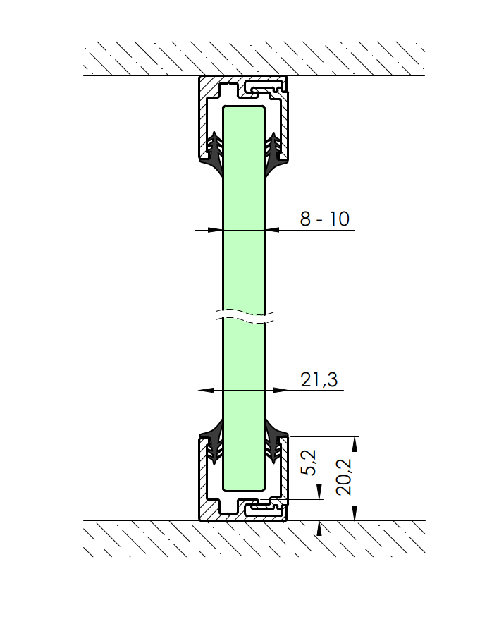 Aluminum profile AL-Elox 20x21mm, L3000