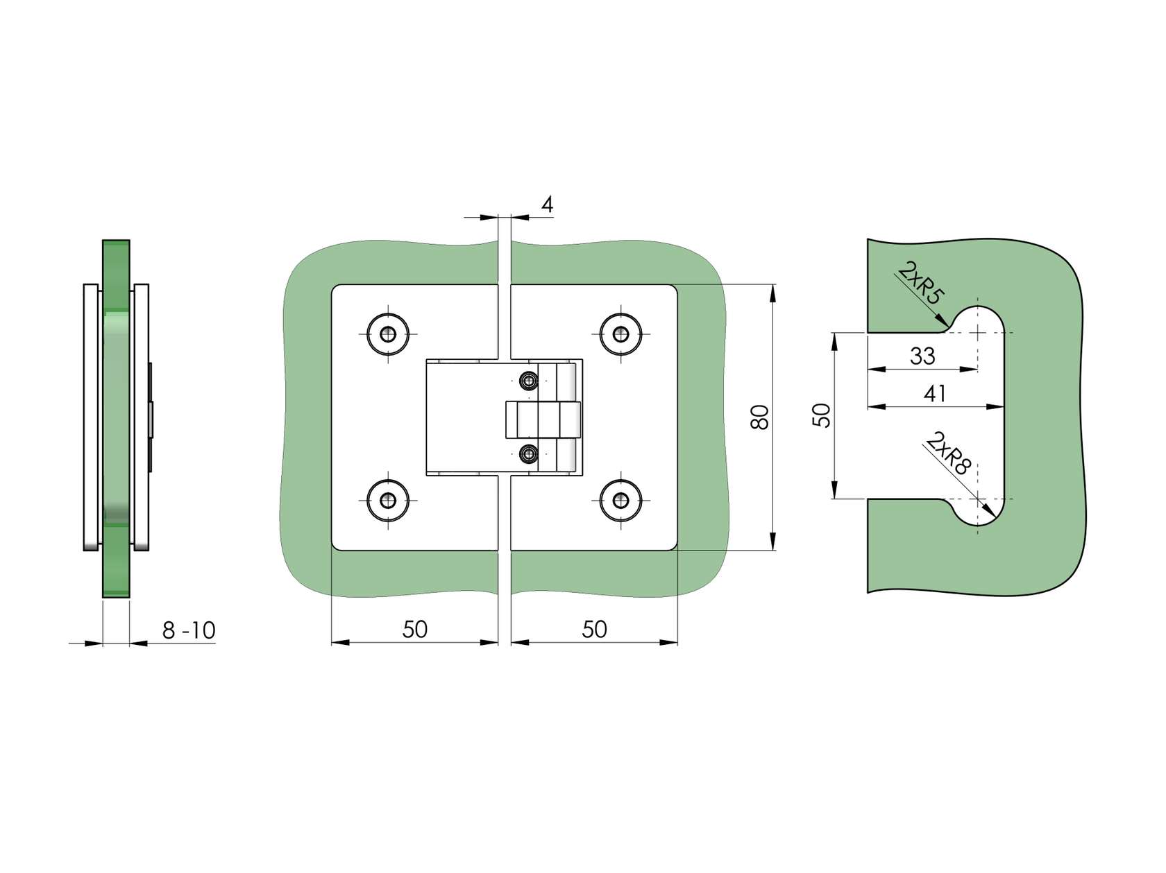 Hinge for glass door Brass flex