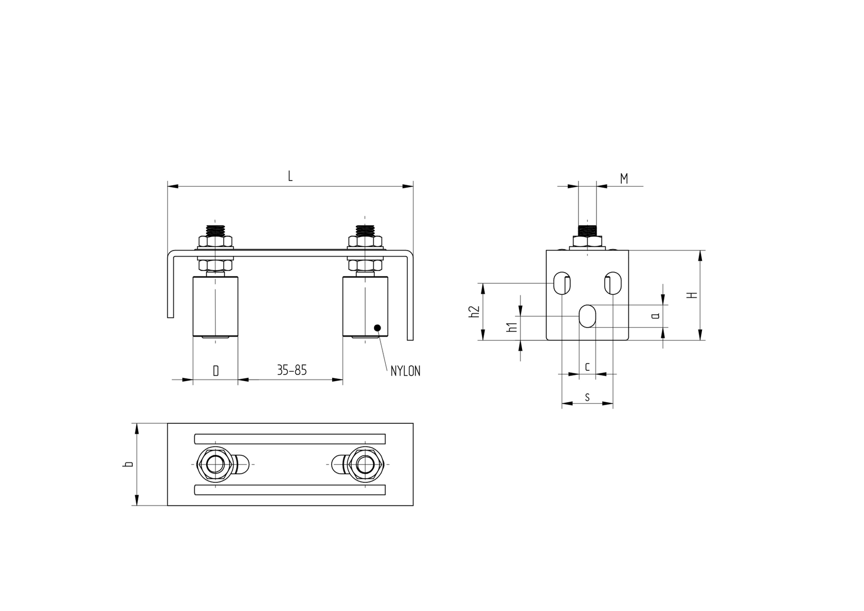 Ajdustable roller guide 2 rolls Zn,