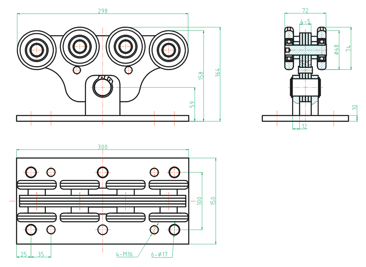 Cantilever gate carriage Zn, profile 94x85mm