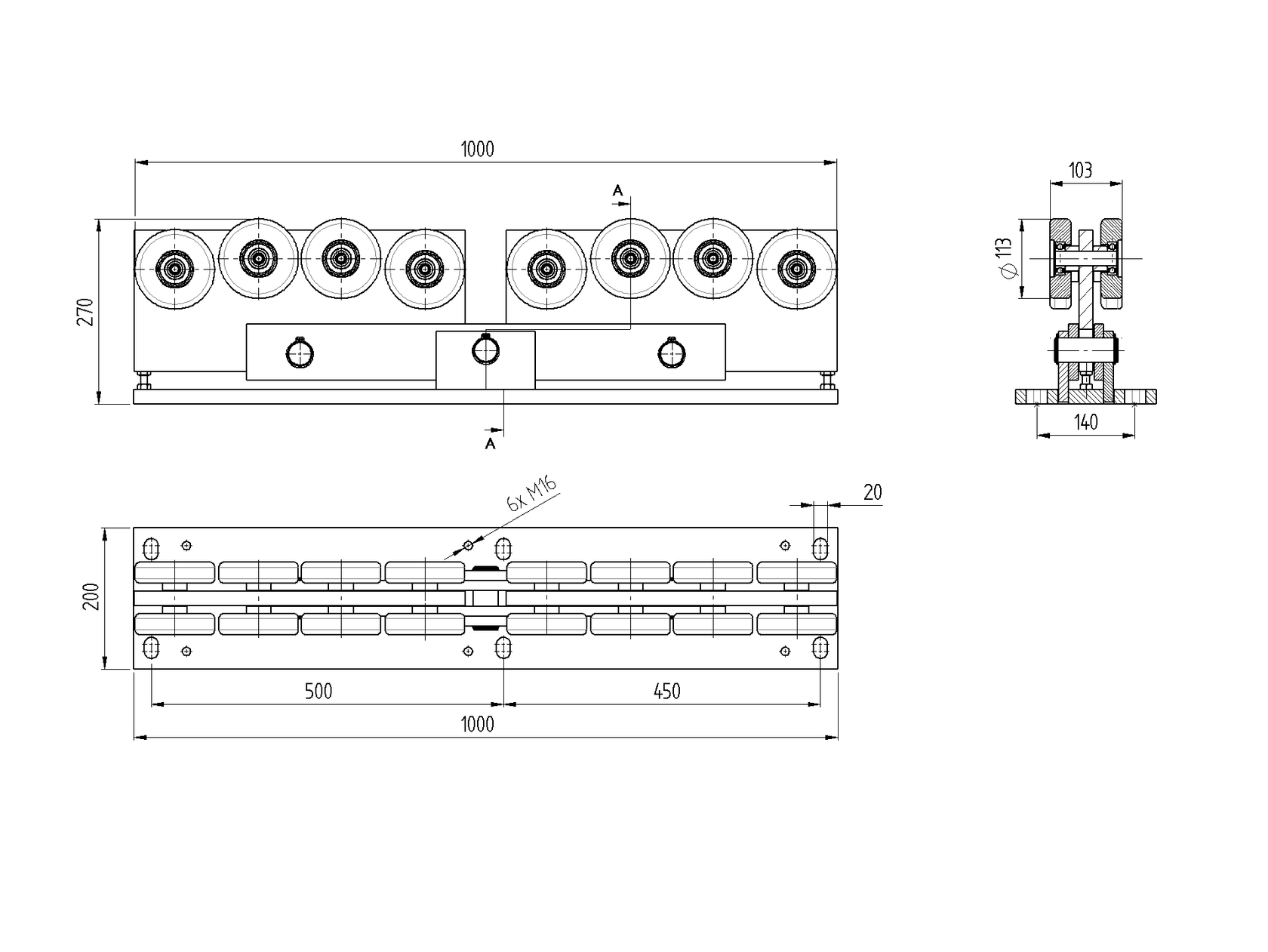 Double cantilever gate carriage Zn, profile 136x14