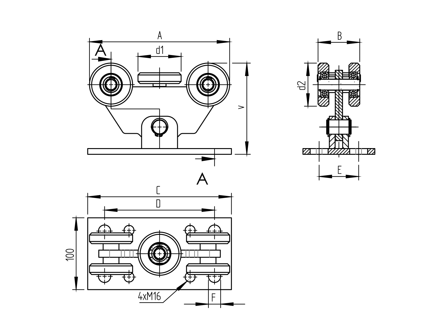 Cantilever gate carriage Zn, profile 80x80mm