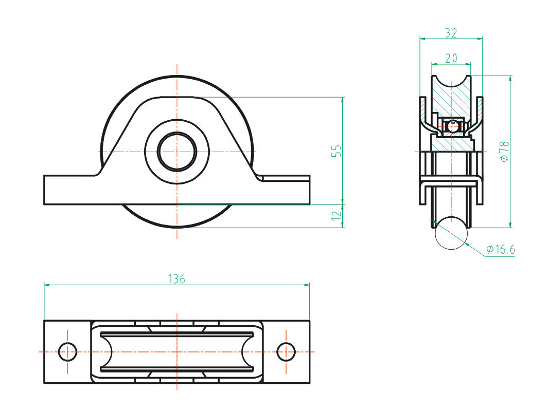 Casters set -U Zn, D80