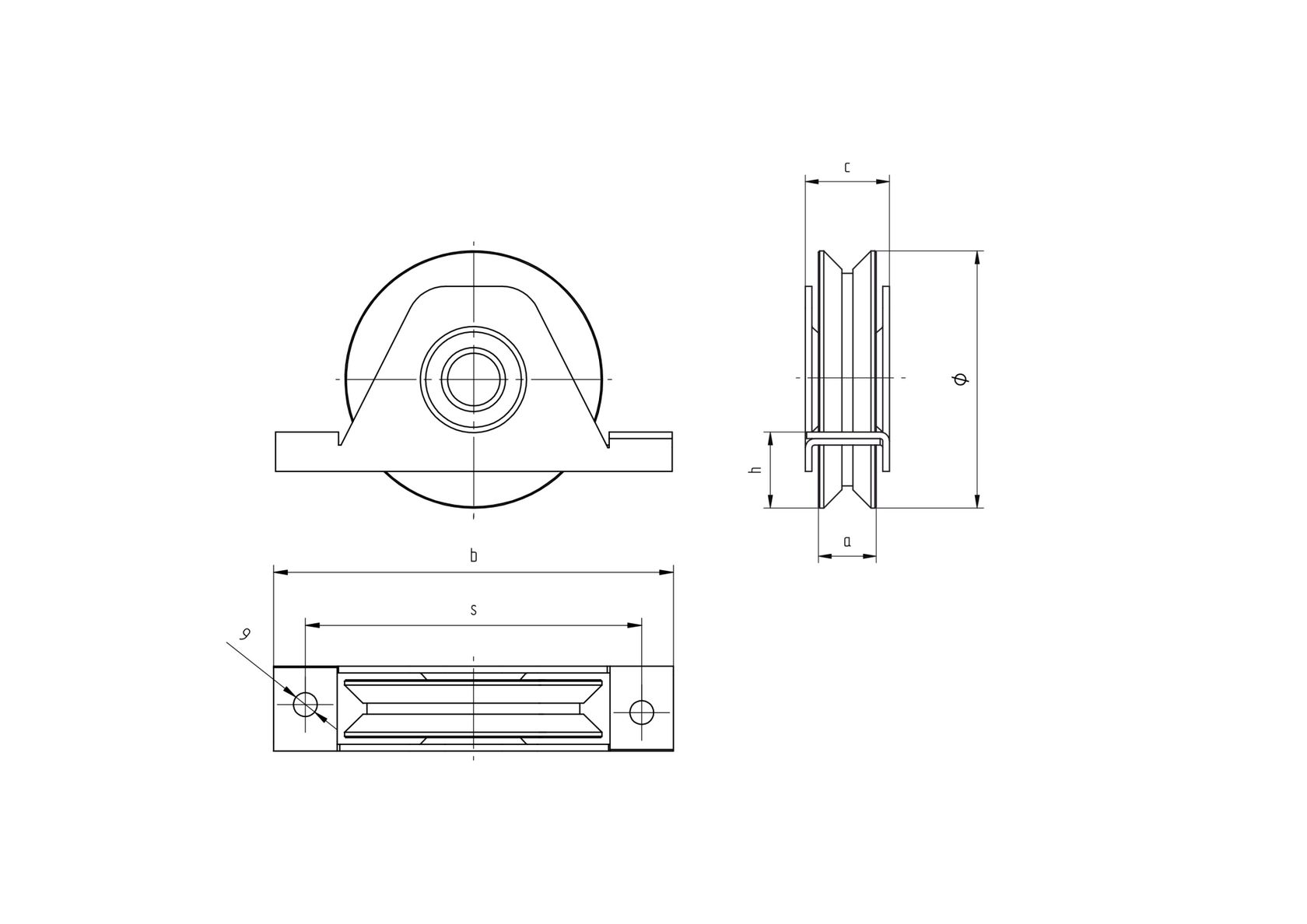 Internal box section wheel for slider - V, Zn,D100