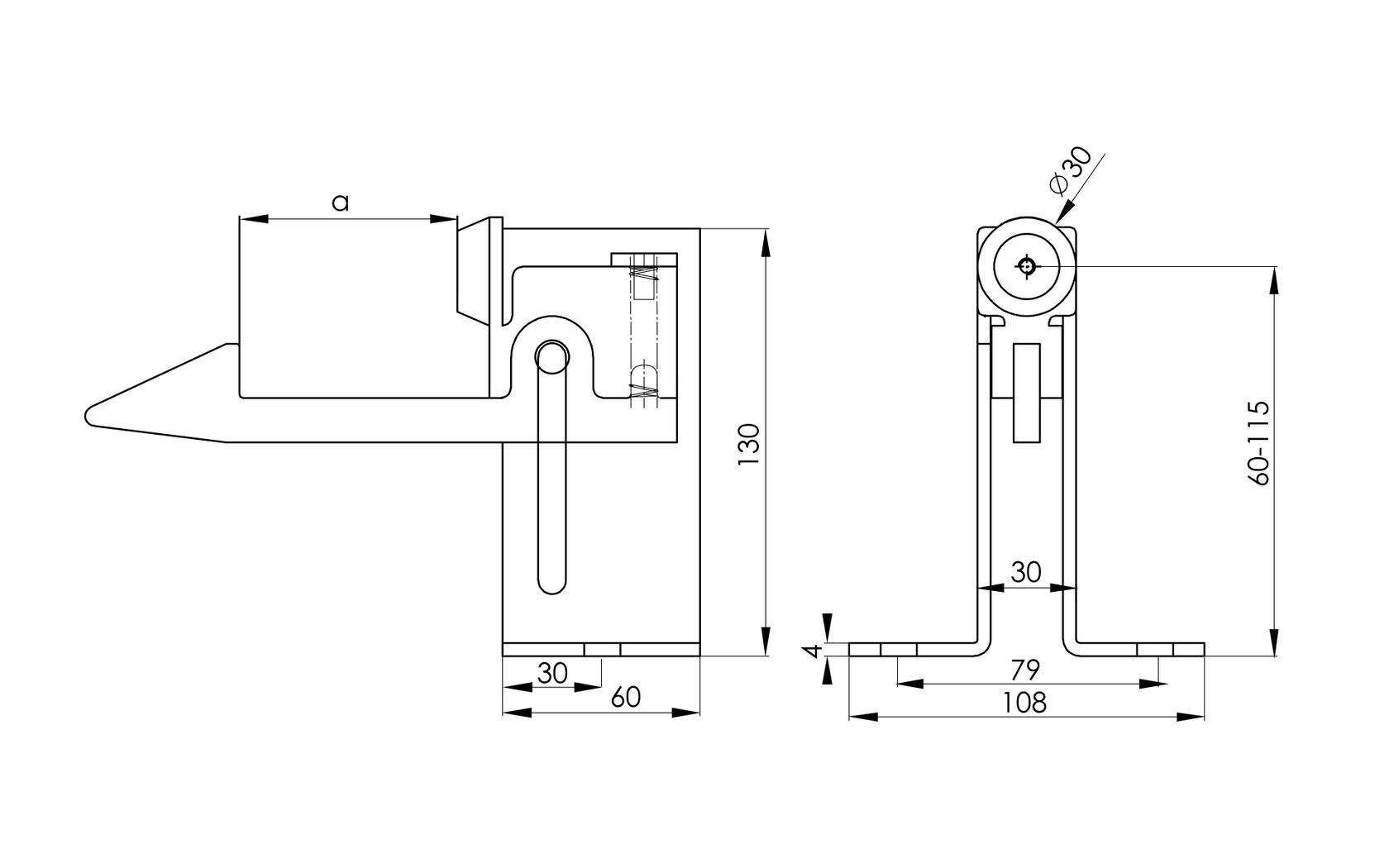 Stopper for gate, adjustable, with blocking, Zn