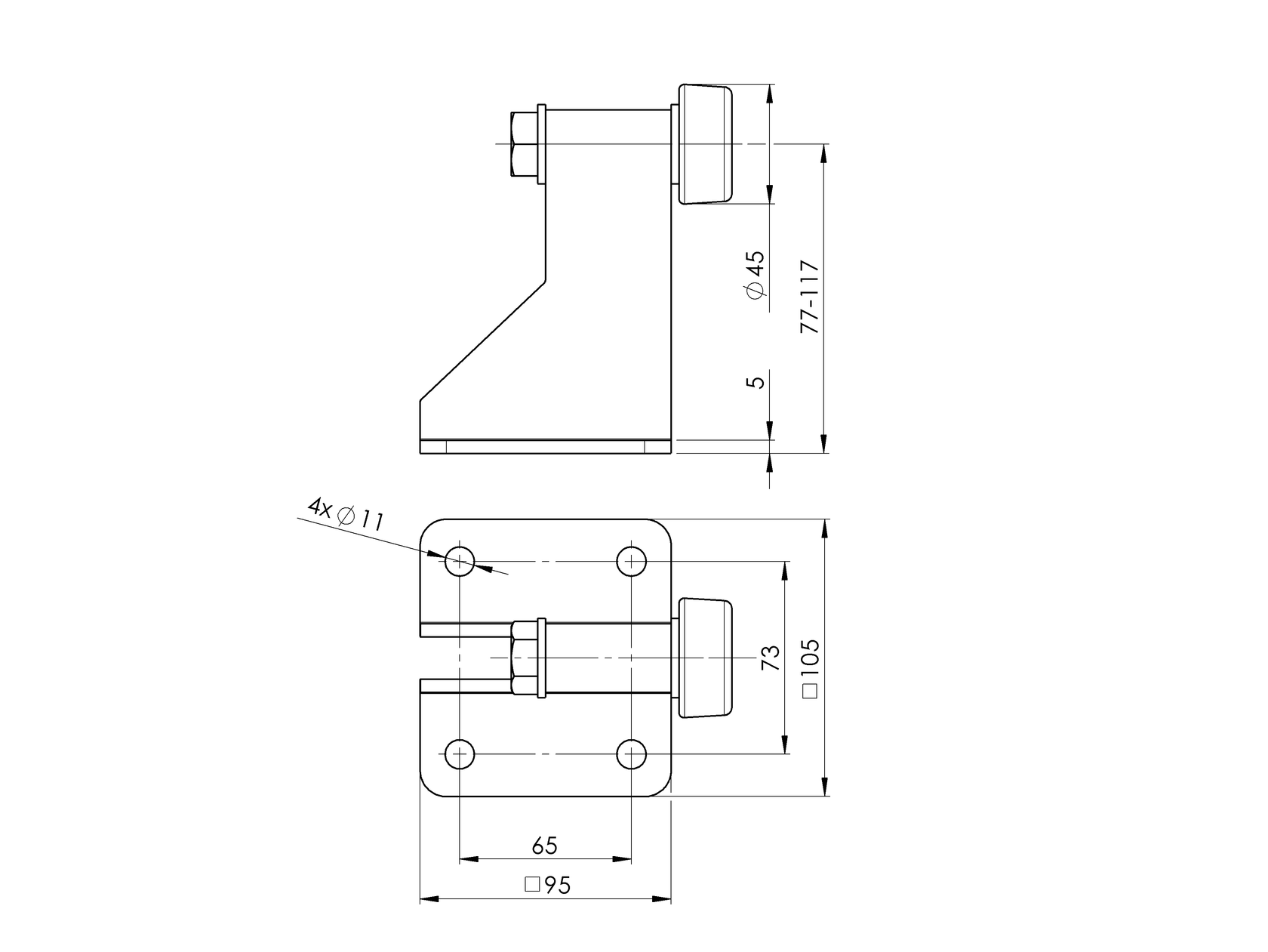 Stop with the end anchor bracket, adjustable Zn