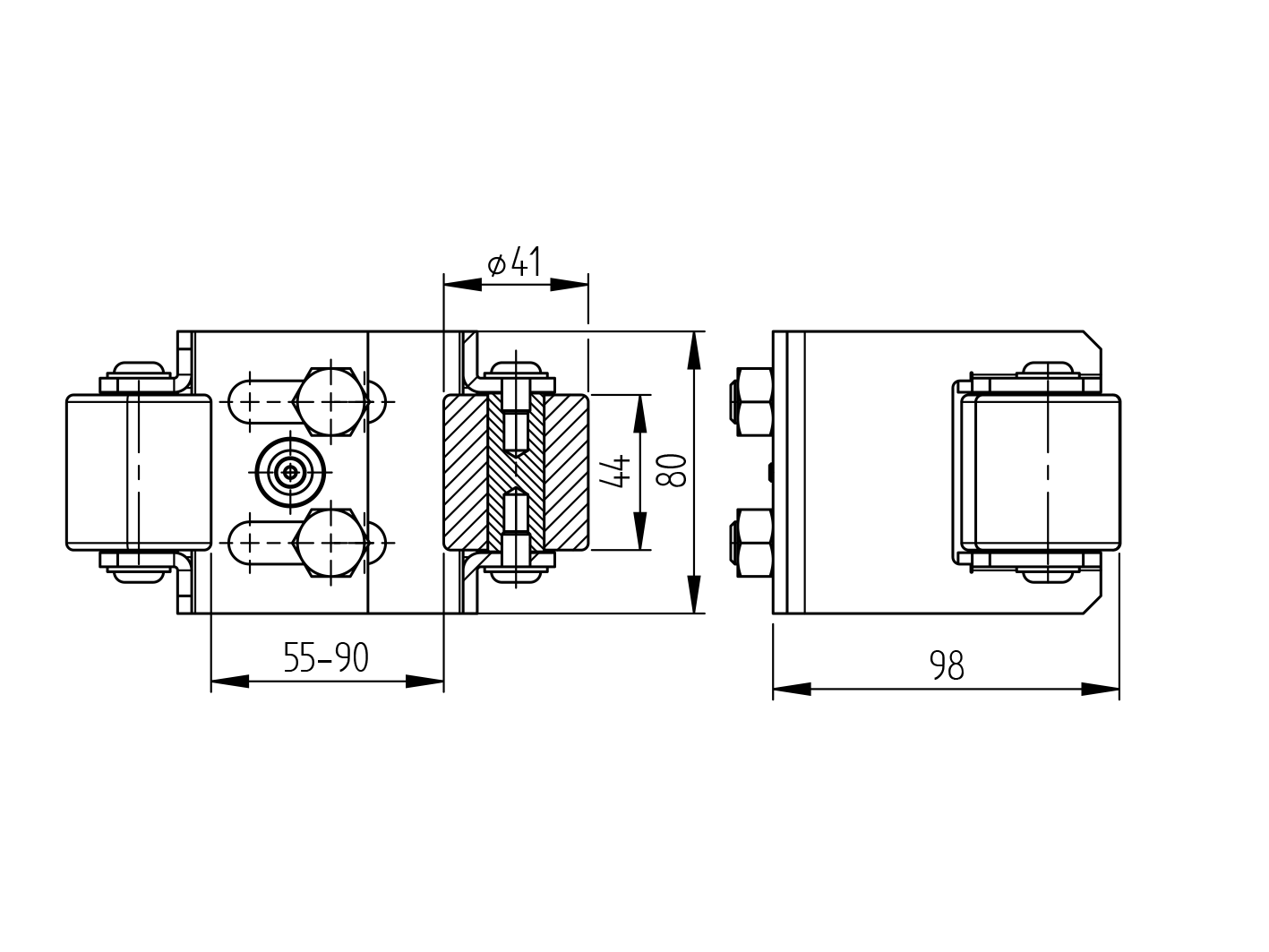 Upper slope-adjustable Zn, 55-90mm Zn,black rubber