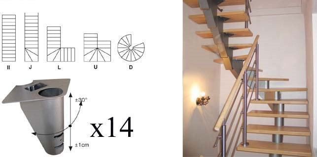 Staircase SEGMENT V 2830-2570mm, set 14x segment