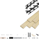 Set schwarzes Kunststoff-Horizontal-Kippsystem 0,44 m mit 1,2 m Kiefernholzfüllung 19x95