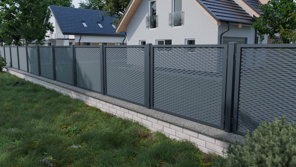 Panneau de clôture en aluminium 2000x1500mm métal déployé anthracite.
