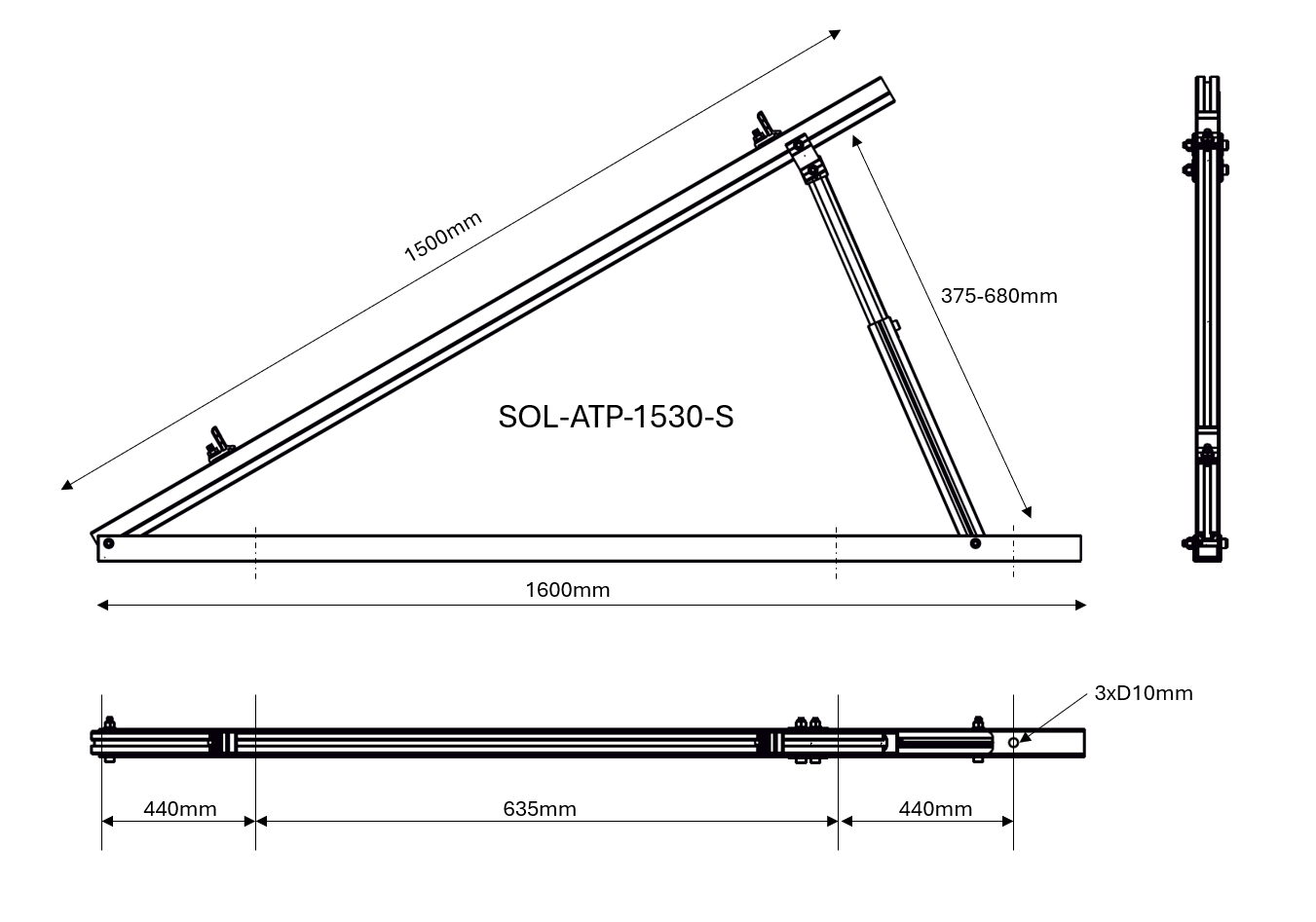 15°-30° adjustable triangle