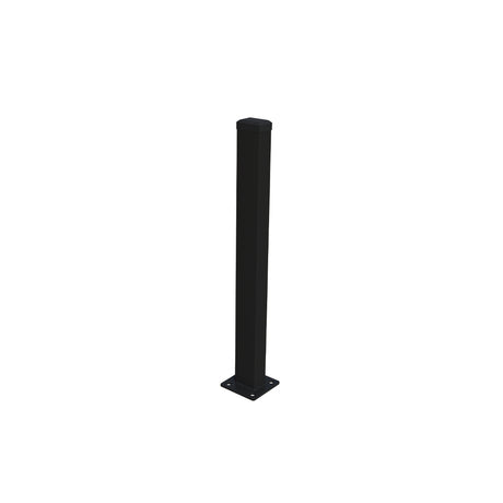 Galvanized Post 60x40 mm with Base Plate and PVC Cap, 1800mm - Black RAL 9005