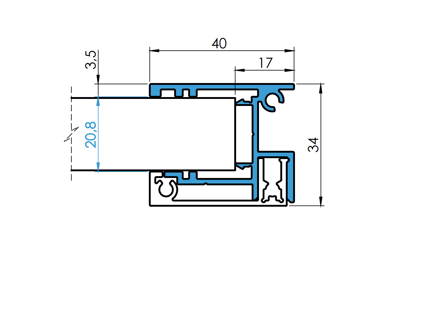 Aluminum fence adapter for fillings 20 - 6000mm