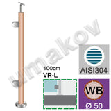Beech pole - left AISI304+BEECH, D42,4x2/2xModel22