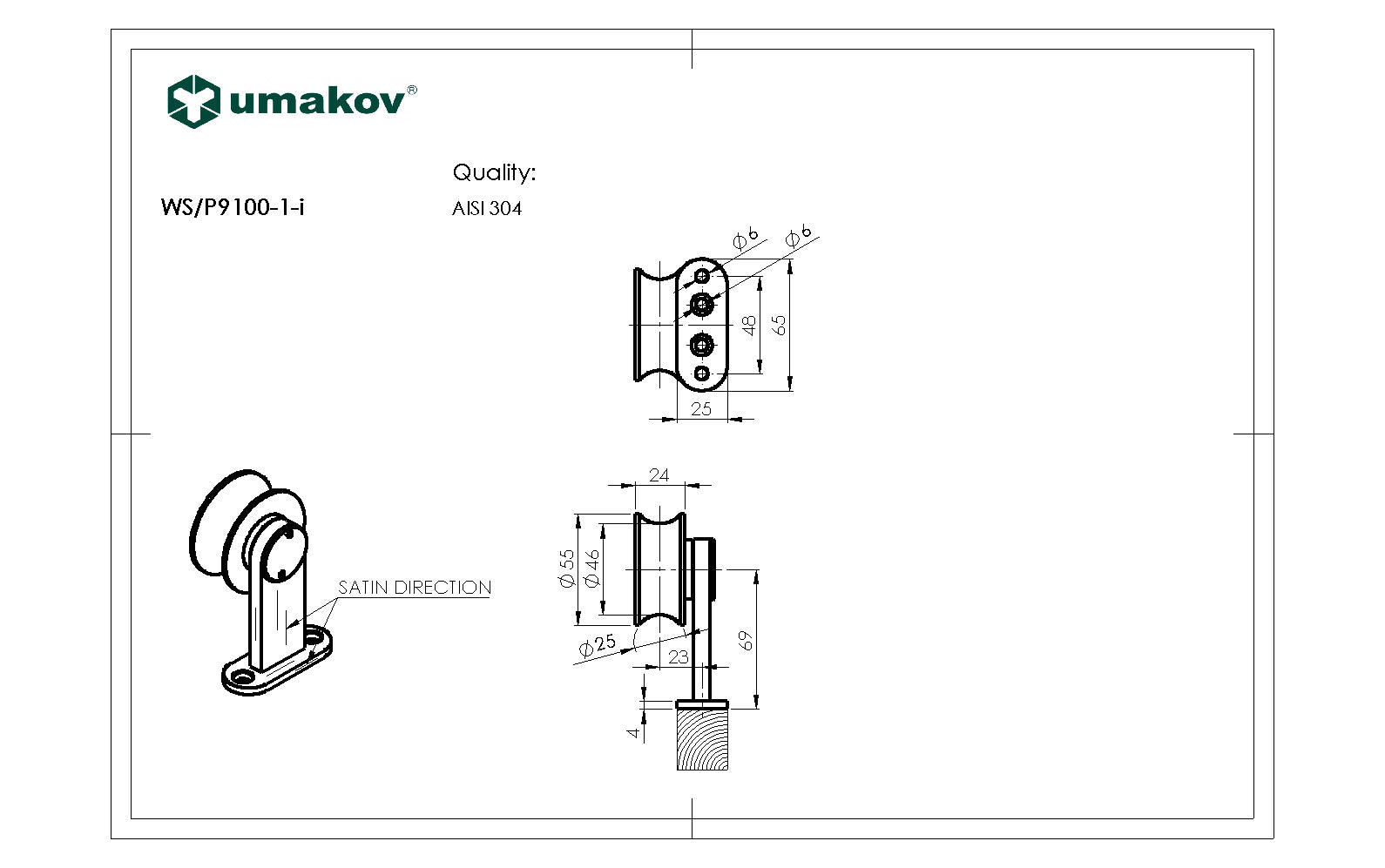 A wheel attached to a pole, used for wooden doors.