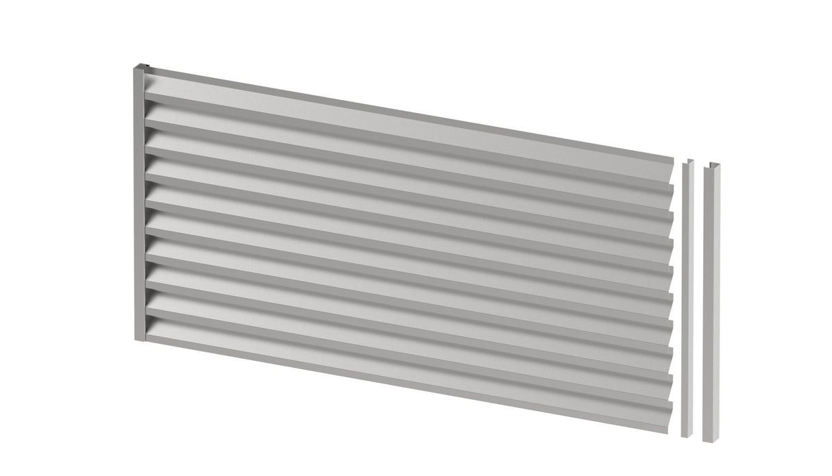 Clôture en acier galvanisé 1x2m avec remplissage a lames en acier galvanisé 40,5x105, Natural
