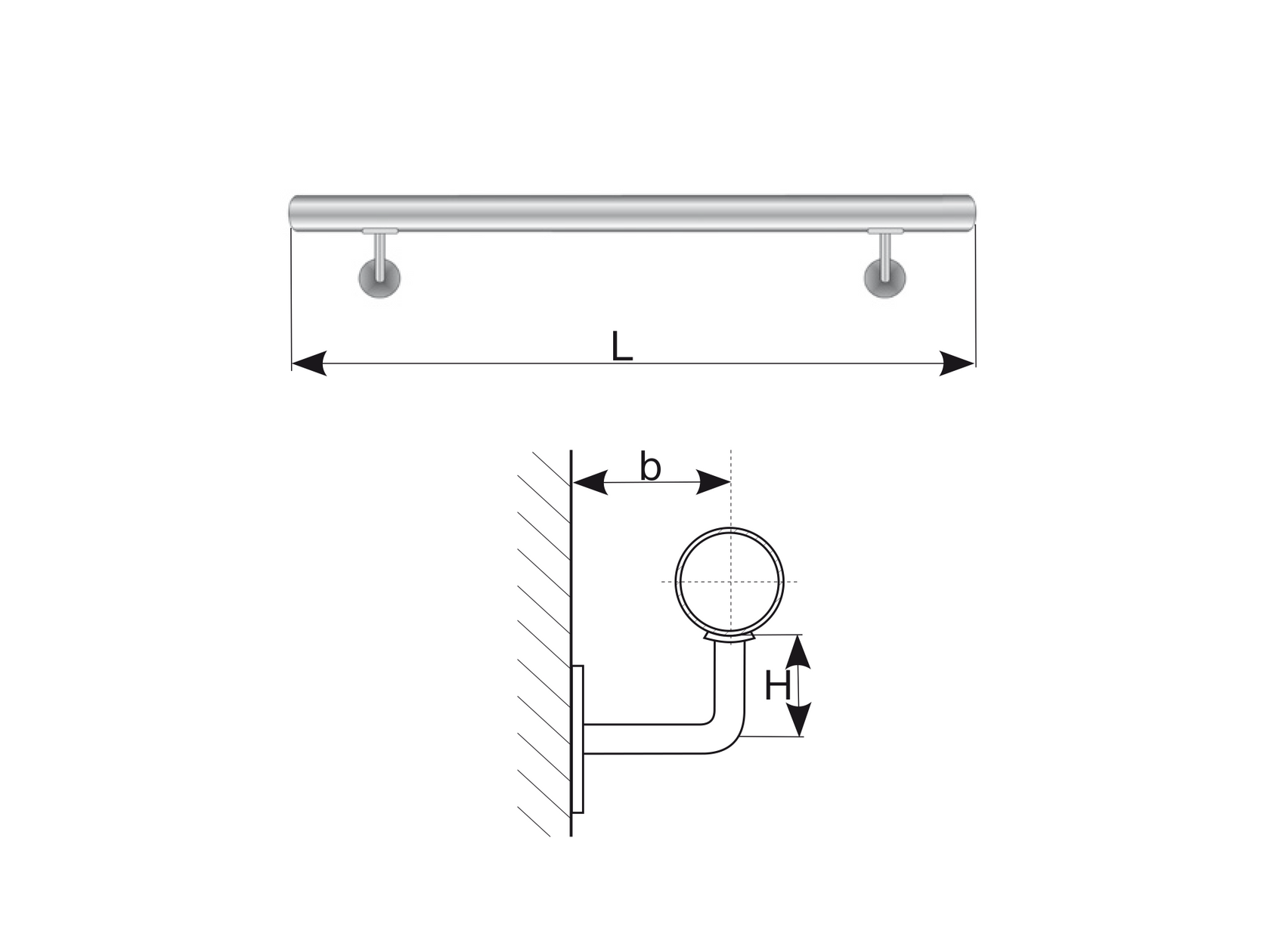 Handrail AISI304, D42,4/L3000mm