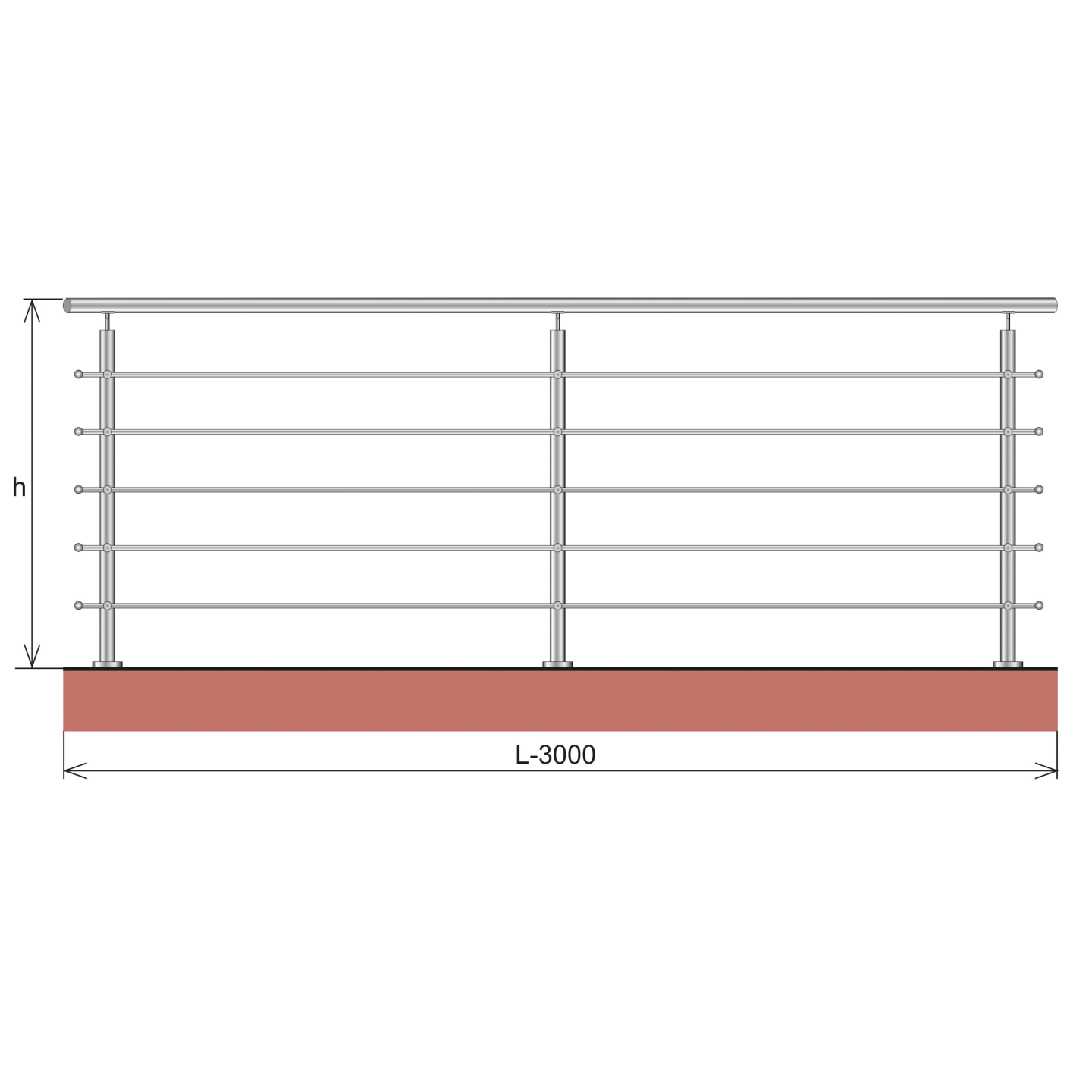 Stainless railing, AISI304, 1500x1000mm