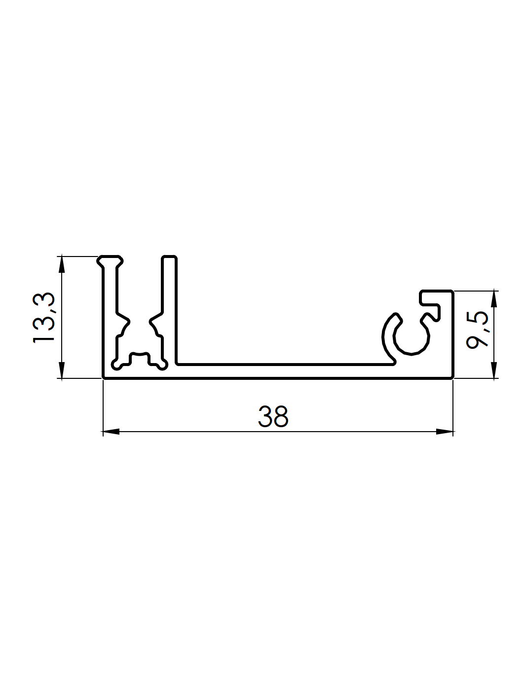 Aluminum fence adapter for fillings - 1700mm cover strip