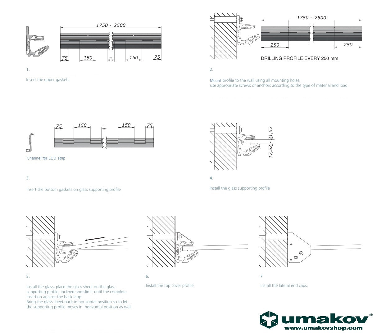 Canopy with aluminium channel profile -2°